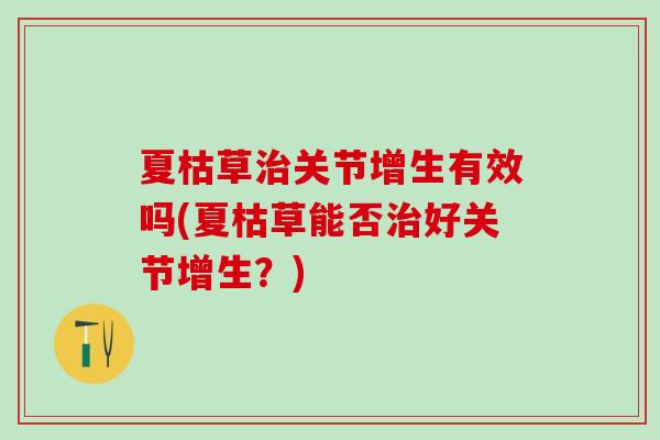 夏枯草治关节增生有效吗(夏枯草能否治好关节增生？)
