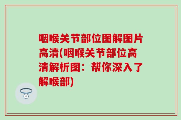 咽喉关节部位图解图片高清(咽喉关节部位高清解析图：帮你深入了解喉部)