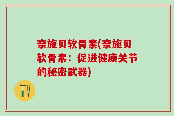 奈施贝软骨素(奈施贝软骨素：促进健康关节的秘密武器)