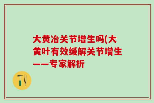 大黄冶关节增生吗(大黄叶有效缓解关节增生——专家解析