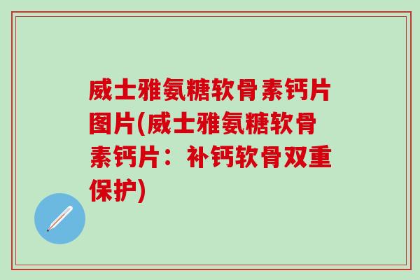 威士雅氨糖软骨素钙片图片(威士雅氨糖软骨素钙片：补钙软骨双重保护)