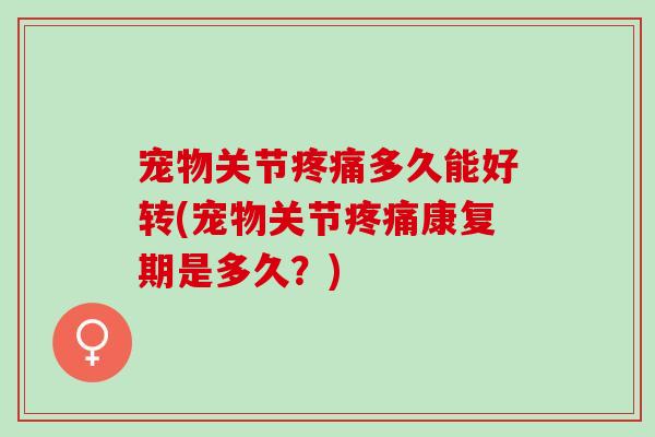宠物关节疼痛多久能好转(宠物关节疼痛康复期是多久？)