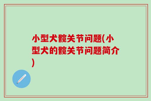 小型犬髋关节问题(小型犬的髋关节问题简介)