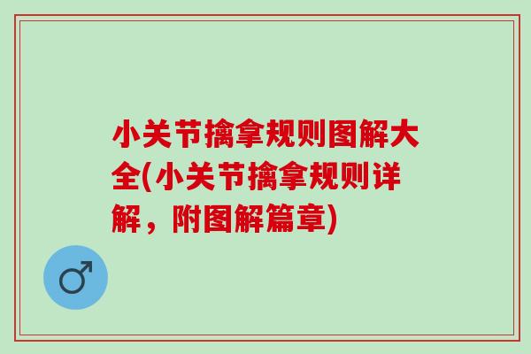 小关节擒拿规则图解大全(小关节擒拿规则详解，附图解篇章)