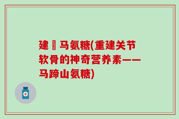 建尓马氨糖(重建关节软骨的神奇营养素——马蹄山氨糖)