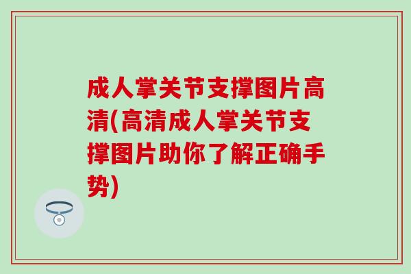 成人掌关节支撑图片高清(高清成人掌关节支撑图片助你了解正确手势)