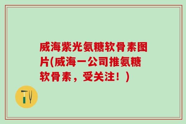 威海紫光氨糖软骨素图片(威海一公司推氨糖软骨素，受关注！)