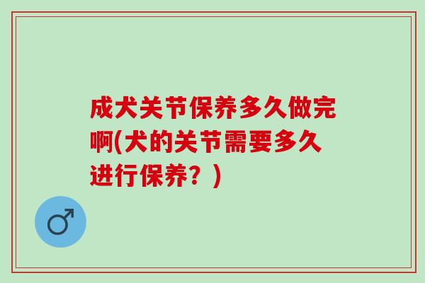 成犬关节保养多久做完啊(犬的关节需要多久进行保养？)