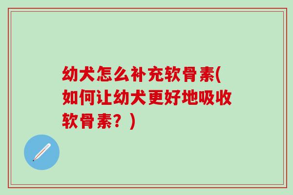 幼犬怎么补充软骨素(如何让幼犬更好地吸收软骨素？)