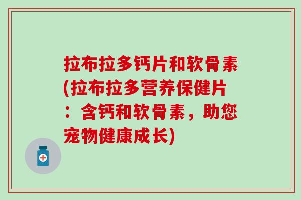 拉布拉多钙片和软骨素(拉布拉多营养保健片：含钙和软骨素，助您宠物健康成长)