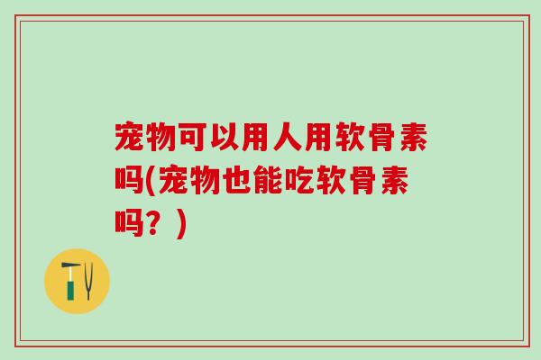 宠物可以用人用软骨素吗(宠物也能吃软骨素吗？)