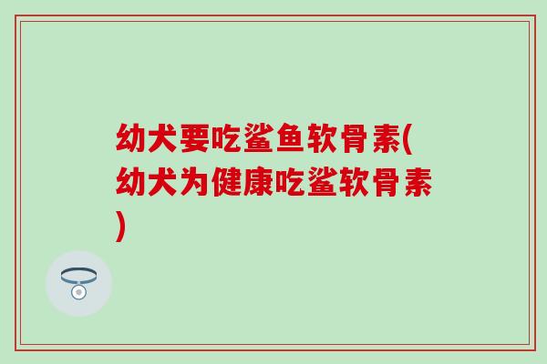 幼犬要吃鲨鱼软骨素(幼犬为健康吃鲨软骨素)