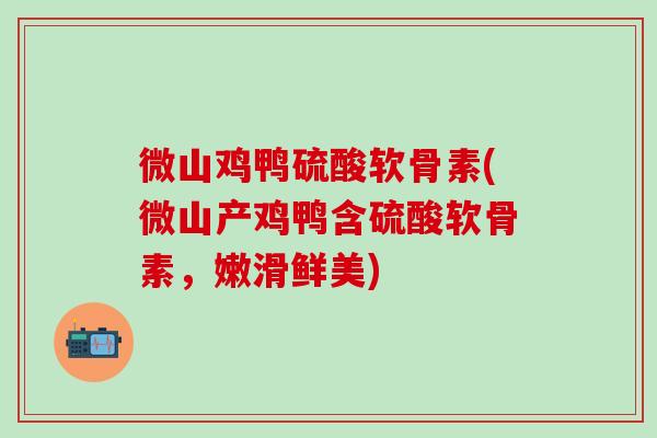 微山鸡鸭硫酸软骨素(微山产鸡鸭含硫酸软骨素，嫩滑鲜美)