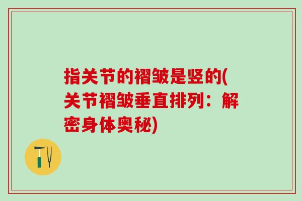 指关节的褶皱是竖的(关节褶皱垂直排列：解密身体奥秘)