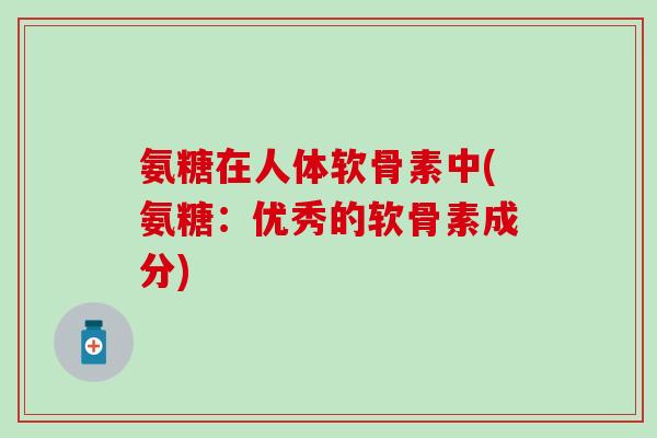 氨糖在人体软骨素中(氨糖:优秀的软骨素成分) 氨糖在人体软骨素中(氨糖:优秀的软骨素成分)