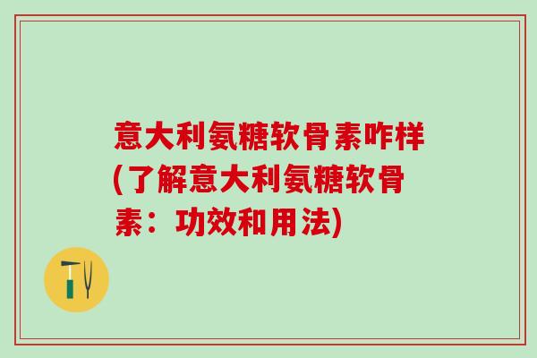 意大利氨糖软骨素咋样(了解意大利氨糖软骨素：功效和用法)