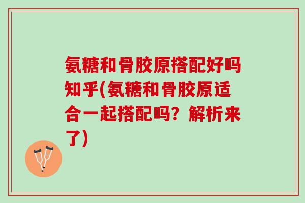 氨糖和骨胶原搭配好吗知乎(氨糖和骨胶原适合一起搭配吗？解析来了)