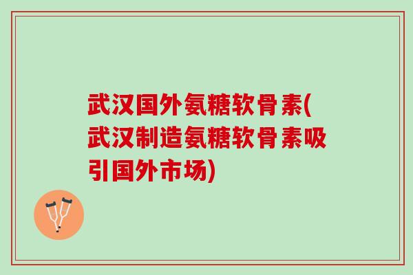 武汉国外氨糖软骨素(武汉制造氨糖软骨素吸引国外市场)