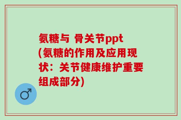 氨糖与 骨关节ppt(氨糖的作用及应用现状：关节健康维护重要组成部分)