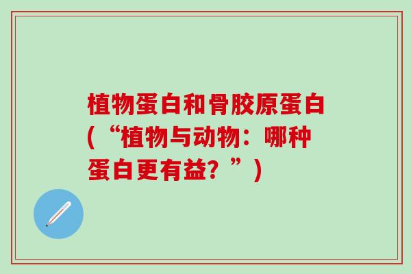 植物蛋白和骨胶原蛋白(“植物与动物:哪种蛋白更有益?”) 植物蛋白和骨胶原蛋白(“植物与动物:哪种蛋白更有益?”)