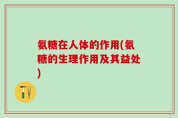氨糖在人体的作用(氨糖的生理作用及其益处)