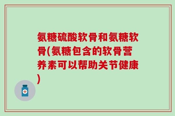 氨糖硫酸软骨和氨糖软骨(氨糖包含的软骨营养素可以帮助关节健康)