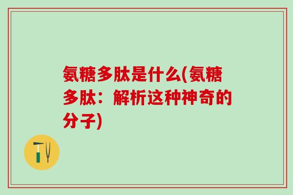 氨糖多肽是什么(氨糖多肽：解析这种神奇的分子)