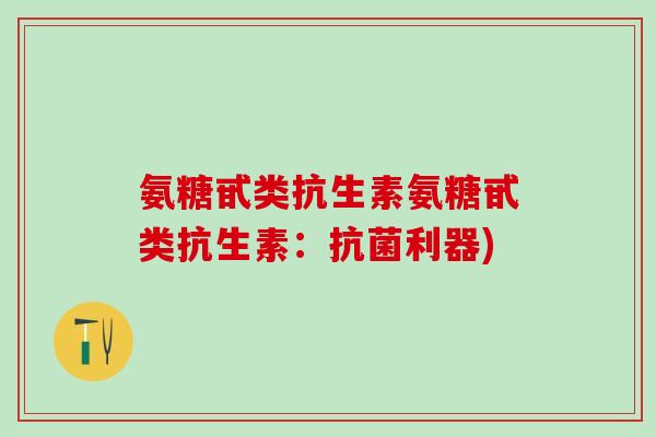 氨糖甙类抗生素氨糖甙类抗生素：抗菌利器)