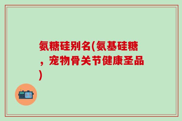 氨糖硅别名(氨基硅糖，宠物骨关节健康圣品)