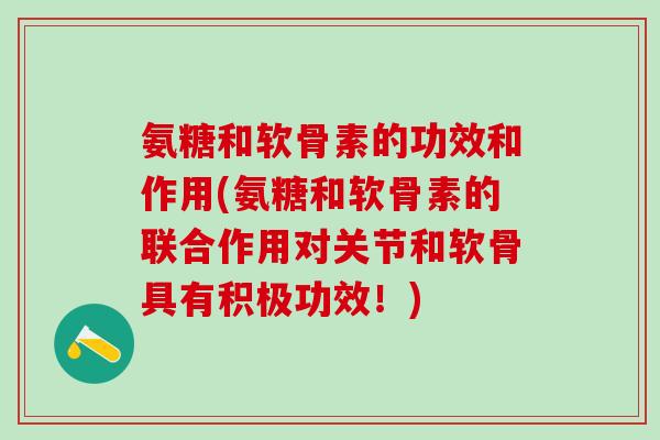 氨糖和软骨素的功效和作用(氨糖和软骨素的联合作用对关节和软骨具有积极功效！)