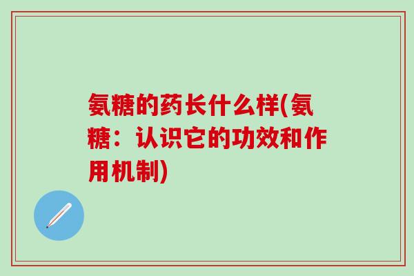 氨糖的药长什么样(氨糖：认识它的功效和作用机制)