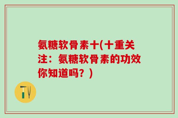 氨糖软骨素十(十重关注：氨糖软骨素的功效你知道吗？)