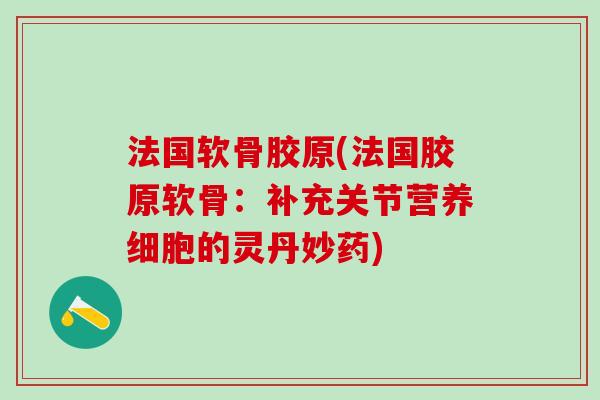 法国软骨胶原(法国胶原软骨：补充关节营养细胞的灵丹妙药)