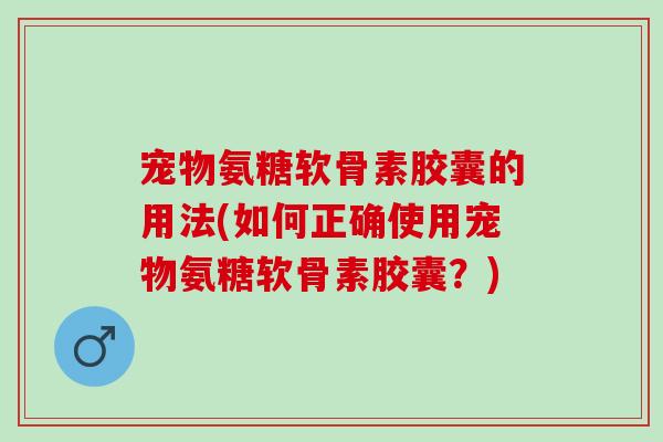 宠物氨糖软骨素胶囊的用法(如何正确使用宠物氨糖软骨素胶囊？)