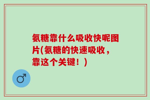 氨糖靠什么吸收快呢图片(氨糖的快速吸收，靠这个关键！)