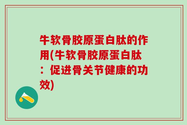 牛软骨胶原蛋白肽的作用(牛软骨胶原蛋白肽：促进骨关节健康的功效)