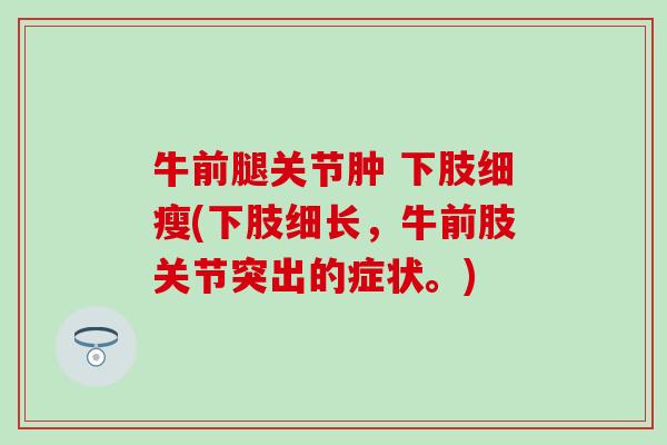 牛前腿关节肿 下肢细瘦(下肢细长，牛前肢关节突出的症状。)