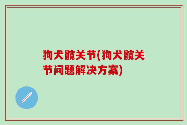 狗犬髋关节(狗犬髋关节问题解决方案)