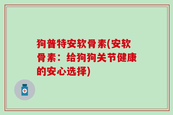狗普特安软骨素(安软骨素：给狗狗关节健康的安心选择)