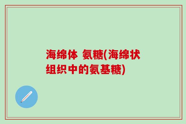 海绵体 氨糖(海绵状组织中的氨基糖)