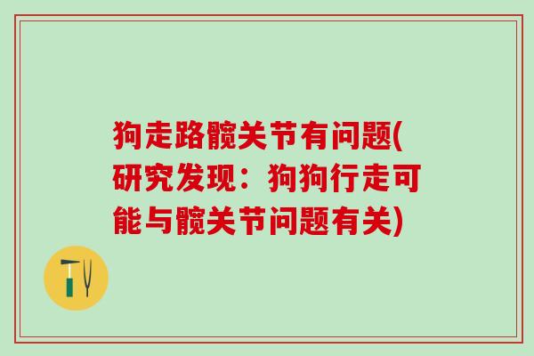 狗走路髋关节有问题(研究发现：狗狗行走可能与髋关节问题有关)