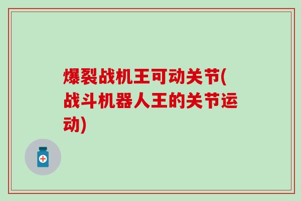 爆裂战机王可动关节(战斗机器人王的关节运动)