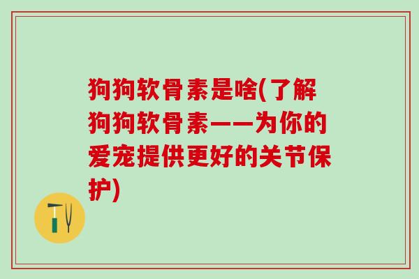 狗狗软骨素是啥(了解狗狗软骨素——为你的爱宠提供更好的关节保护)