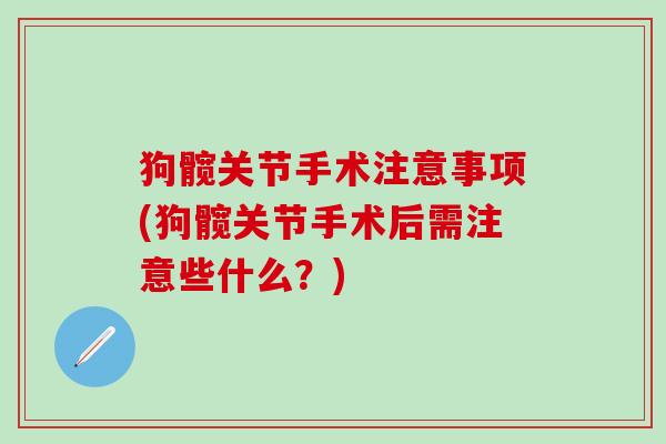 狗髋关节手术注意事项(狗髋关节手术后需注意些什么？)