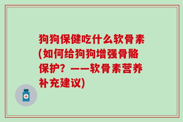 狗狗保健吃什么软骨素(如何给狗狗增强骨骼保护？——软骨素营养补充建议)