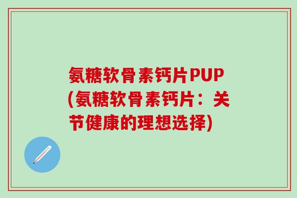 氨糖软骨素钙片PUP(氨糖软骨素钙片：关节健康的理想选择)