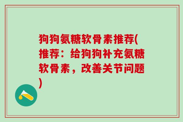 狗狗氨糖软骨素推荐(推荐：给狗狗补充氨糖软骨素，改善关节问题)