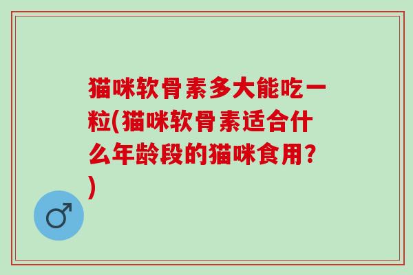 猫咪软骨素多大能吃一粒(猫咪软骨素适合什么年龄段的猫咪食用?) 猫咪软骨素多大能吃一粒(猫咪软骨素适合什么年龄段的猫咪食用?)