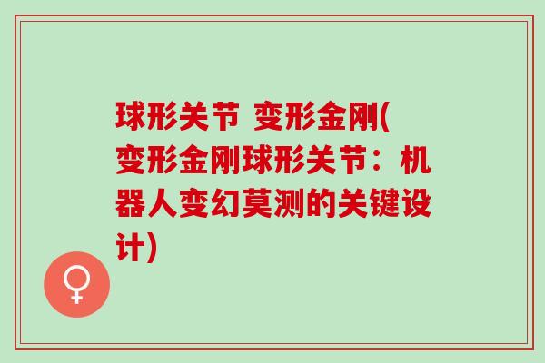 球形关节 变形金刚(变形金刚球形关节：机器人变幻莫测的关键设计)