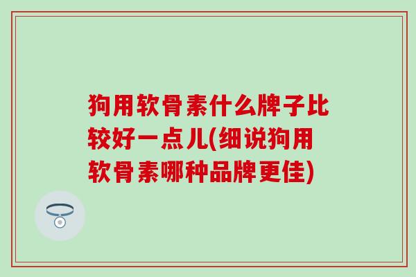 狗用软骨素什么牌子比较好一点儿(细说狗用软骨素哪种品牌更佳)